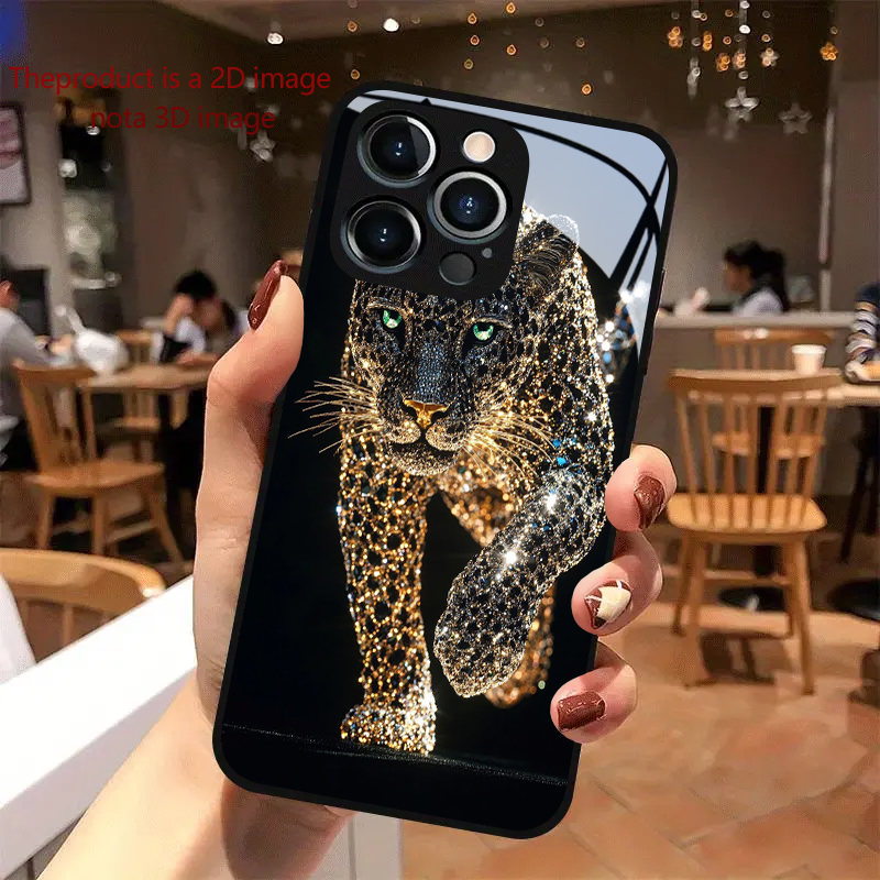 Tempered Glass Screen - PROTECT Diamond-set Gold Cheetah untuk iPhone