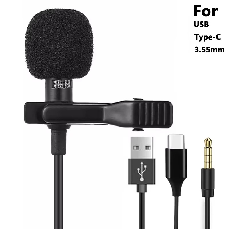 Type C Adapter - Mikrofon Lavalier Mini Portabel 3.5mm Untuk
