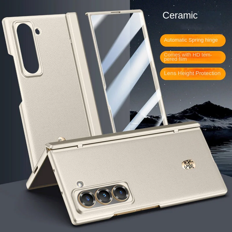 Tempered Glass Screen - Casing Ponsel Kulit Bisnis Mewah dengan