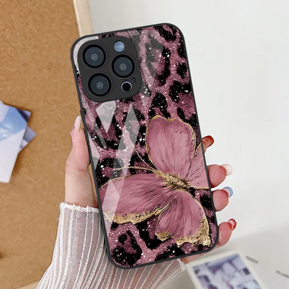 Casing Ponsel Motif Kupu-kupu  - Tempered Glass Screen ulasan dan harga