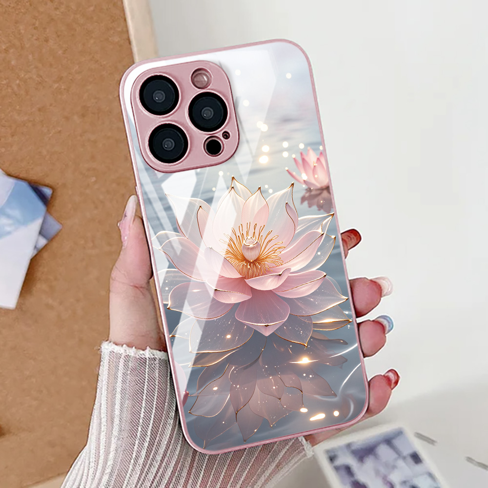 Casing Ponsel Bunga Teratai Un - Tempered Glass Screen ulasan dan harga